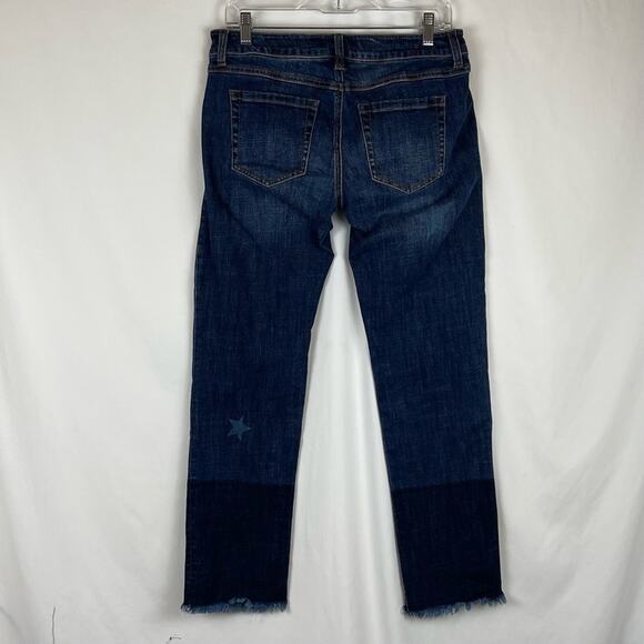 CAbi Low Rise Factory Distressed Slim Boyfriend Boho Blue Jeans Size 2 - Picture 5 of 12